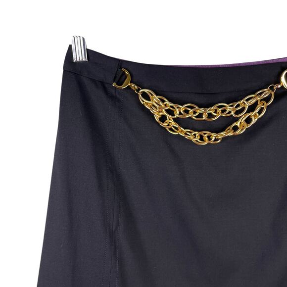 Milly of New York Black Mini Skirt 6 Gold Chain Y2K - Picture 11 of 16